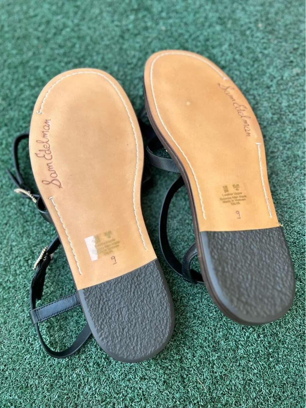 NWT Sam Edelman Talya Ankle Strap Sandal Leather Black 9
